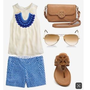 J.CREW Blue and White Leaf Print Shorts
